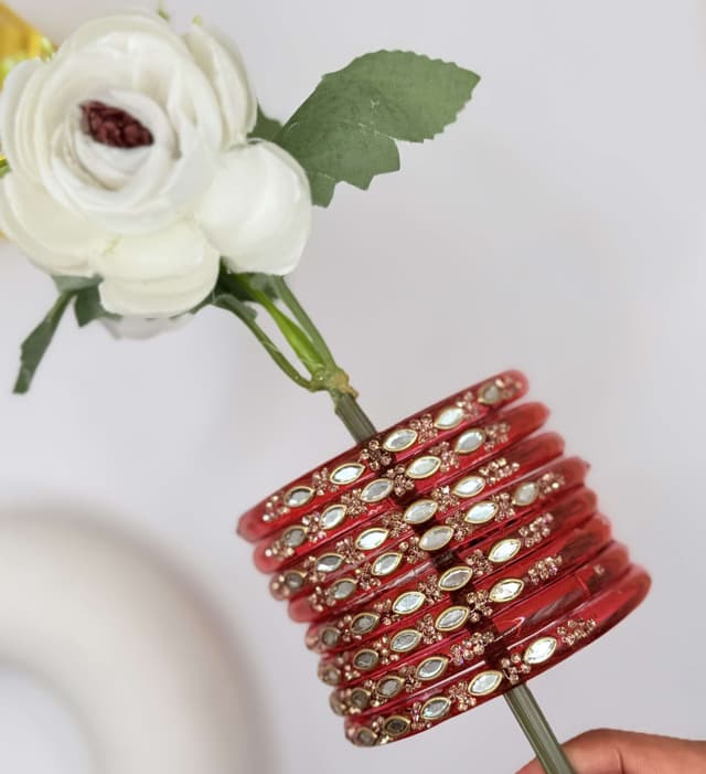 Royal Red Kundan Bangles hover