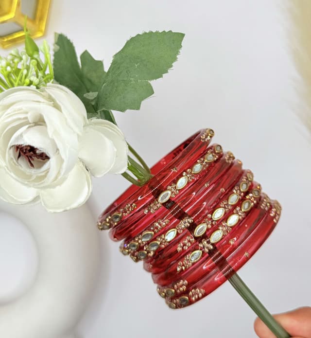 Royal Red Kundan Bangles
