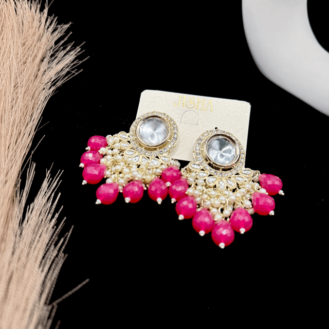 Kundan Earring - Pink