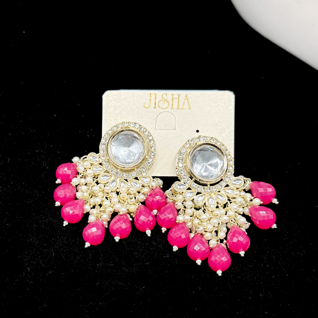 Kundan Earring - Pink hover