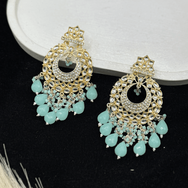 Mint Green Kundan Chandbali
