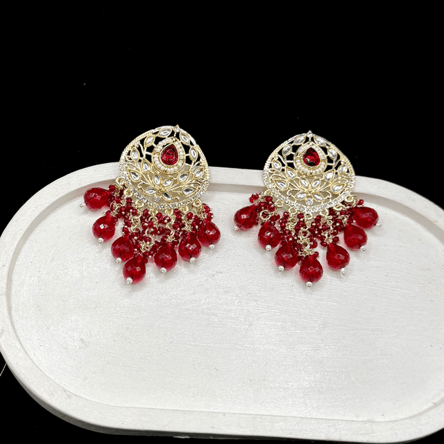 Maroon Kundan Chandbali