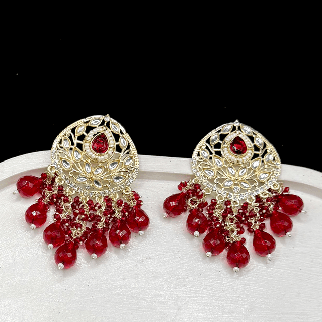Maroon Kundan Chandbali hover