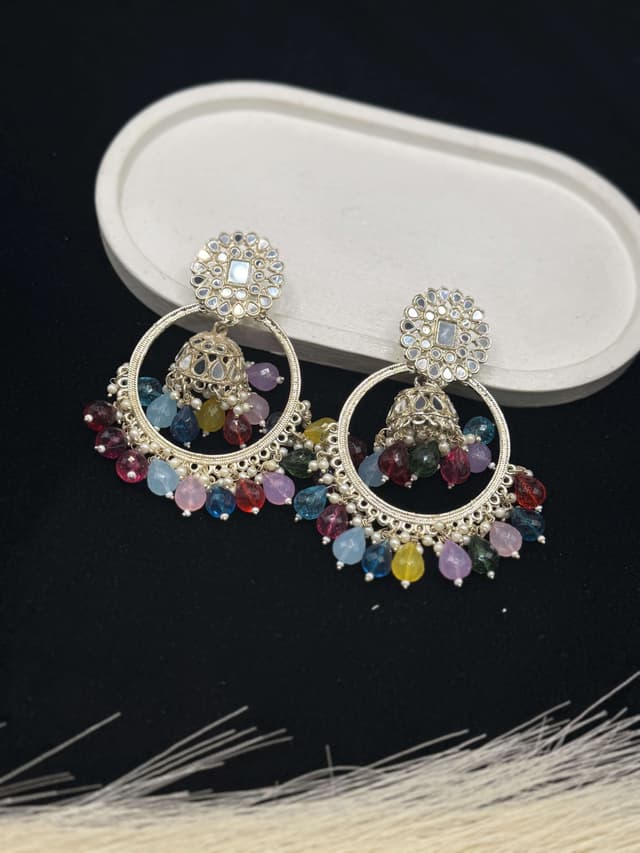 Multi Color Hoop Jhumka hover