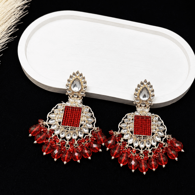 Ruby Red Kundan Drops