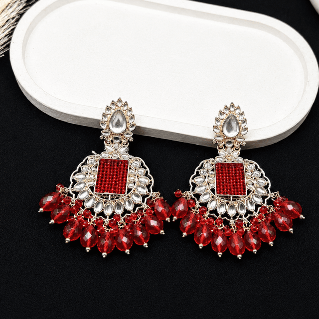 Ruby Red Kundan Drops hover