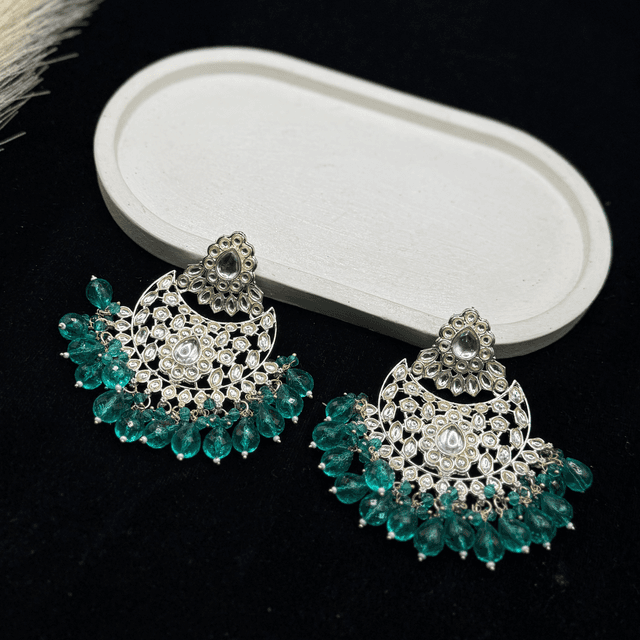 Green kundan Chandbali