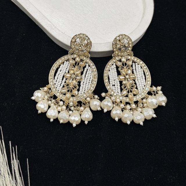 Pearl Drop Earring (both side beads, circle)
