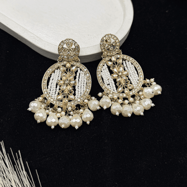 Pearl Drop Earring (both side beads, circle) hover