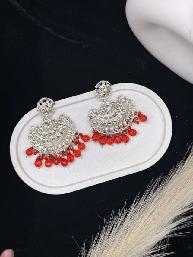 Tomato Red Chandbali Earring