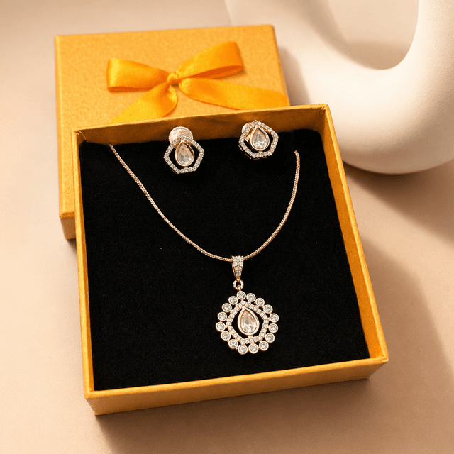 Regal Teardrop CZ Pendant Set