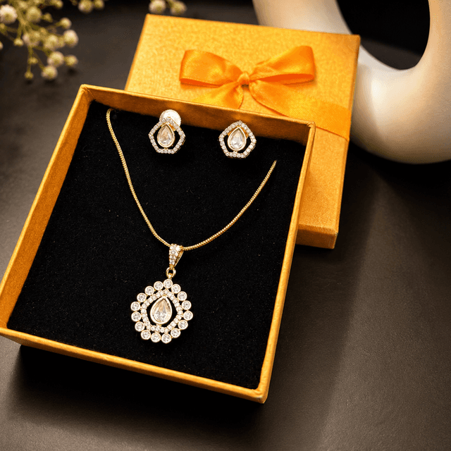 Regal Teardrop CZ Pendant Set hover