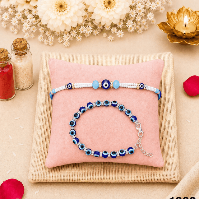 Evil Eye Rakhi & Bracelet Combo