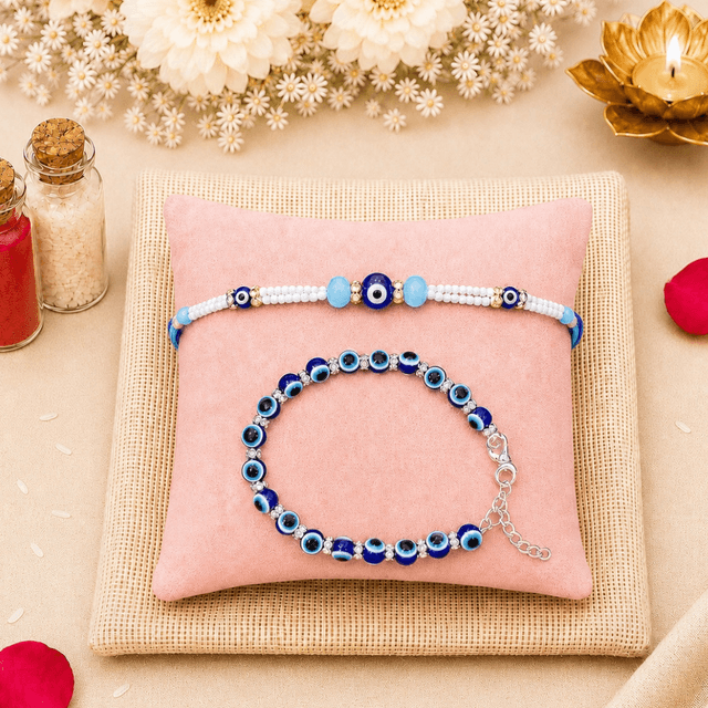 Evil Eye Rakhi & Bracelet Combo hover
