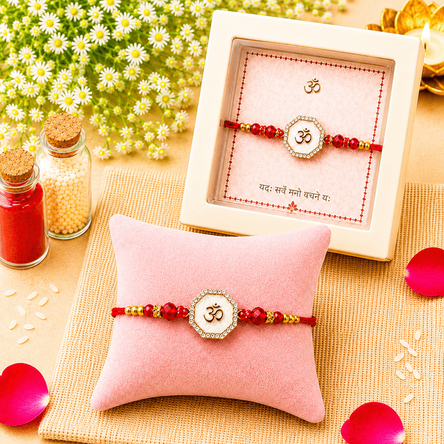 Om Stone Rakhi with Premium Gift Box