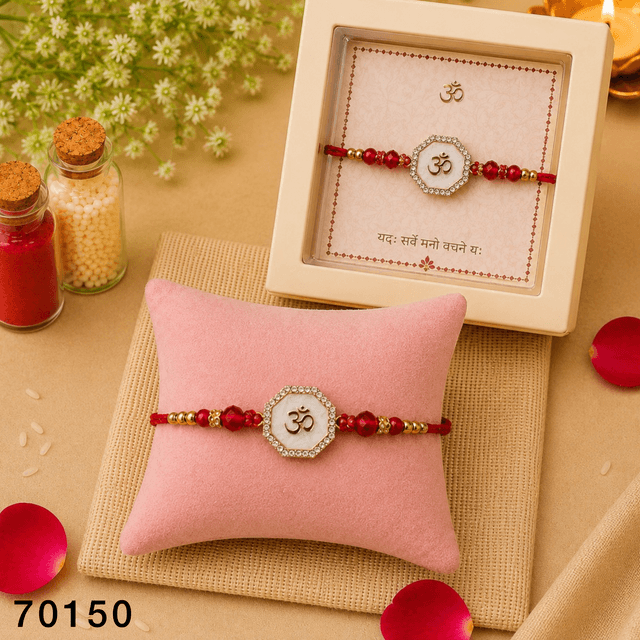 Om Stone Rakhi with Premium Gift Box hover