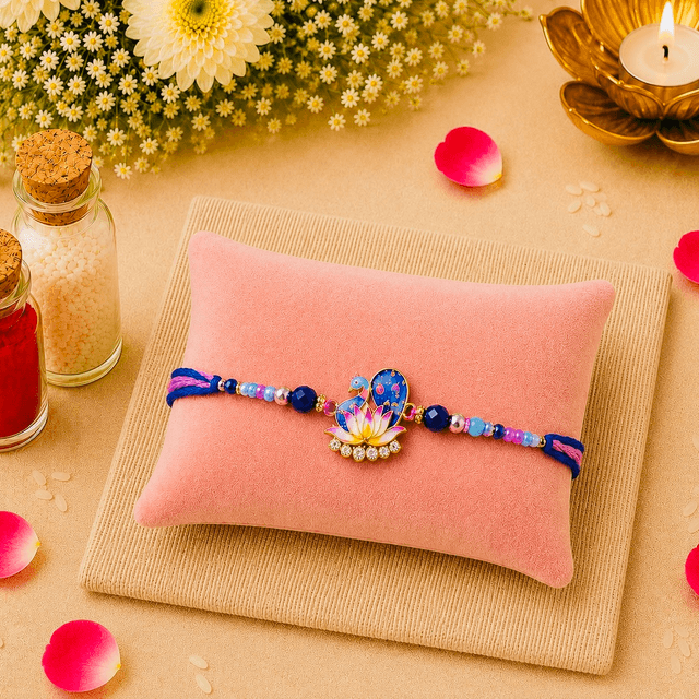 Peacock Lotus Designer Rakhi