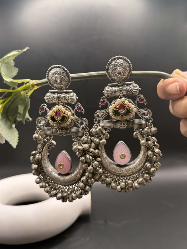 Sargun Statement Earrings Golden-Silver hover