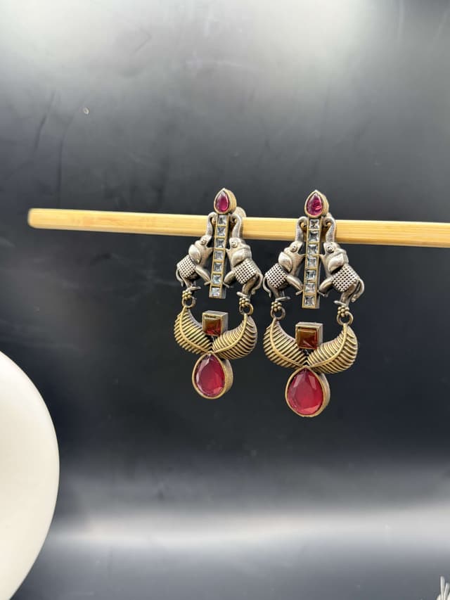Statement Earrings Red Bead