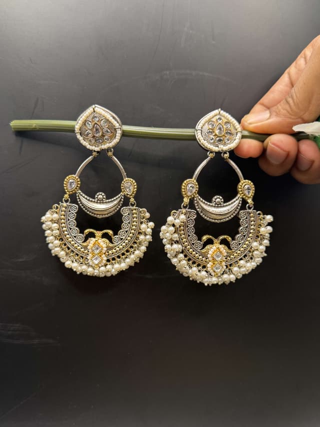 Statement Chandbali with Pearl Beads