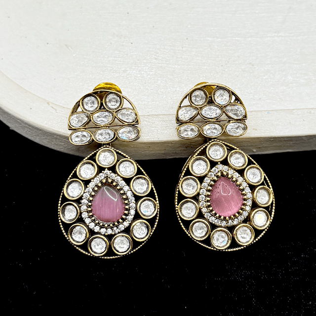Soft Pink Kundan Earrings