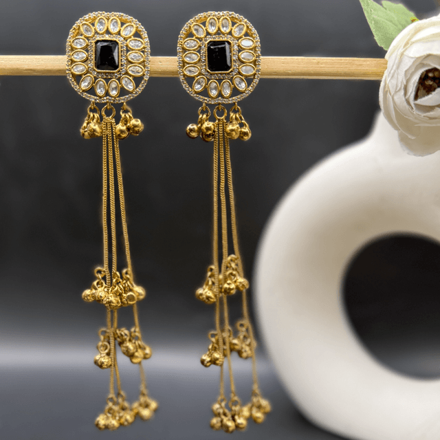 Royal Black Drop Earrings hover