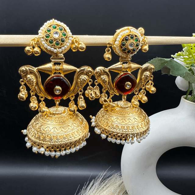 Antique Peacock Jhumka Earrings