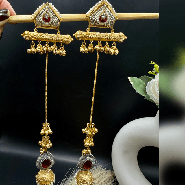 Long Chain Jhumka Earrings