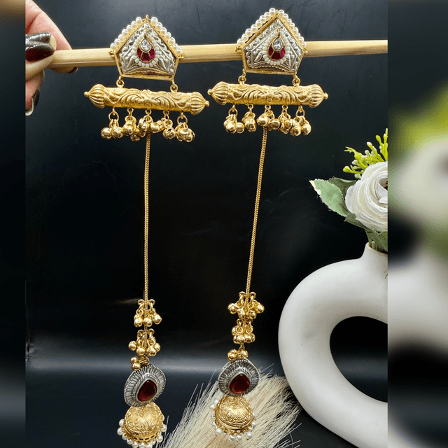 Long Chain Jhumka Earrings hover